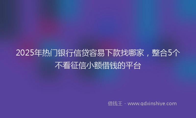 2025年热门银行信贷容易下款找哪家,整合5个不看征信小额借钱的平台