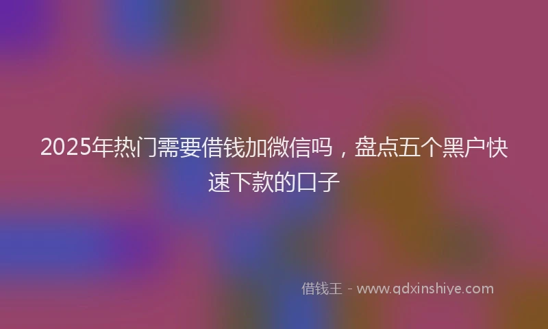 2025年热门需要借钱加微信吗,盘点五个黑户快速下款的口子