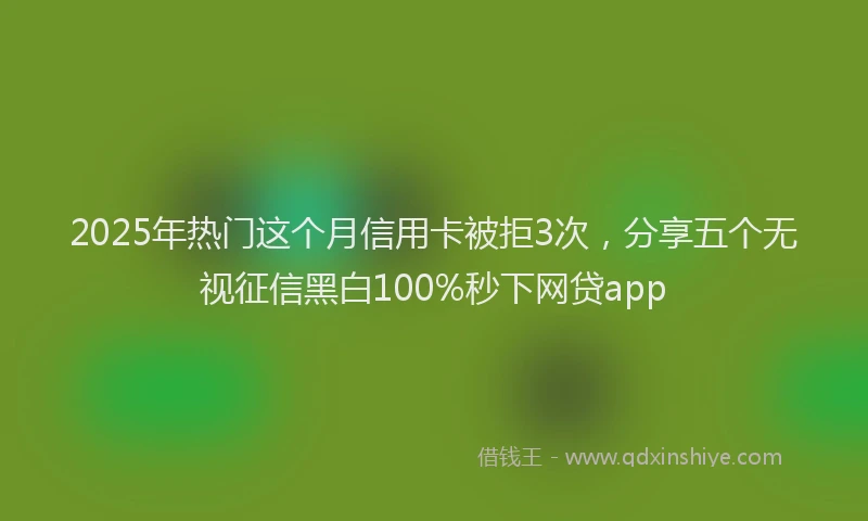 2025年热门这个月信用卡被拒3次,分享五个无视征信黑白100%秒下网贷app