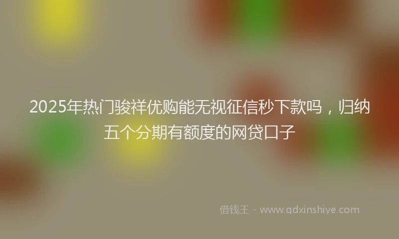 2025年热门骏祥优购能无视征信秒下款吗，归纳五个分期有额度的网贷口子