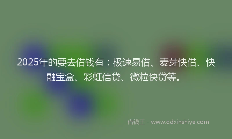 2025年的要去借钱有：极速易借、麦芽快借、快融宝盒、彩虹信贷、微粒快贷等。