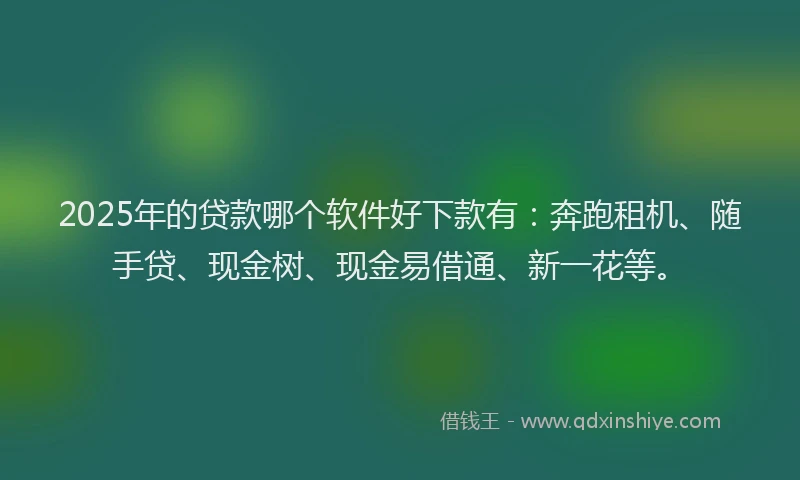 2025年的贷款哪个软件好下款有:奔跑租机、随手贷、现金树、现金易借通、新一花等。