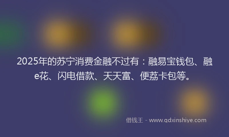 2025年的苏宁消费金融不过有：融易宝钱包、融e花、闪电借款、天天富、便荔卡包等。