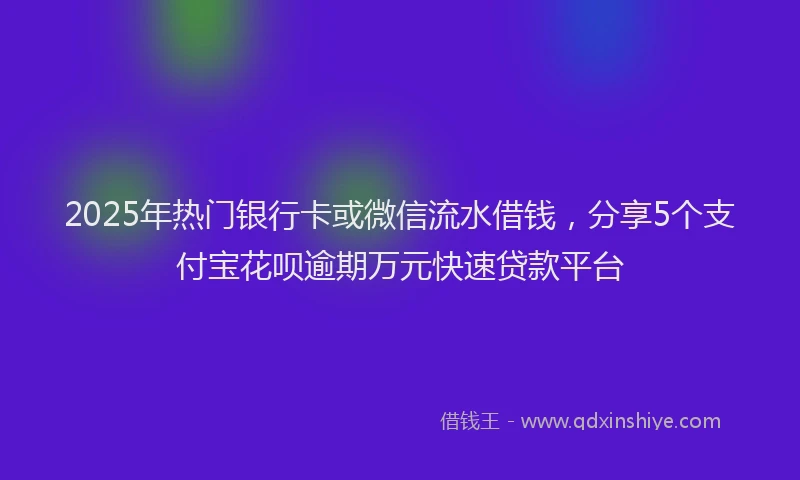 2025年热门银行卡或微信流水借钱,分享5个支付宝花呗逾期万元快速贷款平台