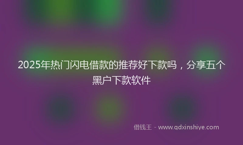 2025年热门闪电借款的推荐好下款吗,分享五个黑户下款软件