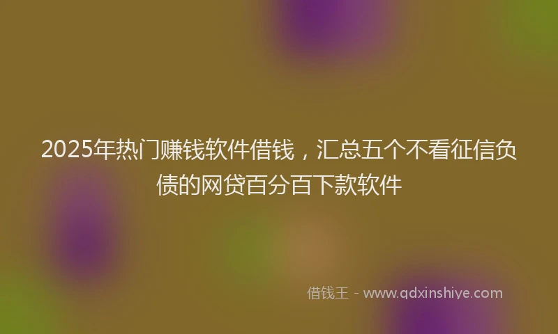 2025年热门赚钱软件借钱，汇总五个不看征信负债的网贷百分百下款软件