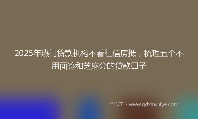2025年热门贷款机构不看征信房抵,梳理五个不用面签和芝麻分的贷款口子