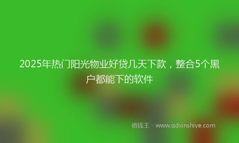2025年热门阳光物业好贷几天下款，整合5个黑户都能下的软件