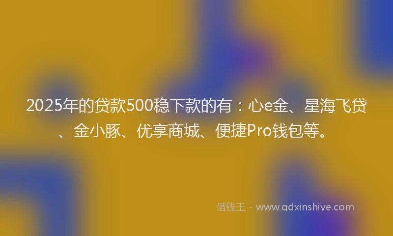 2025年的贷款500稳下款的有:心e金、星海飞贷、金小豚、优享商城、便捷Pro钱包等。