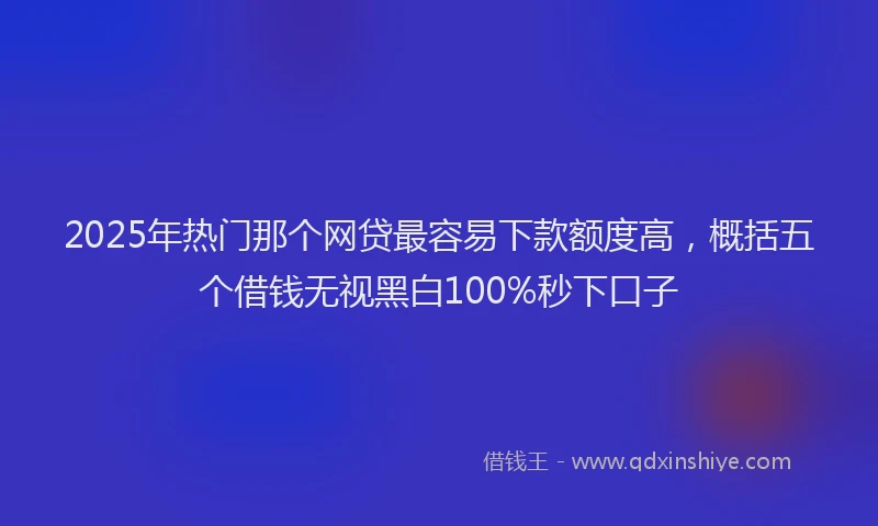 2025年热门那个网贷最容易下款额度高，概括五个借钱无视黑白100%秒下口子