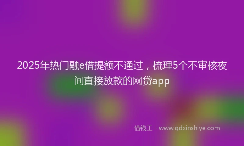 2025年热门融e借提额不通过，梳理5个不审核夜间直接放款的网贷app