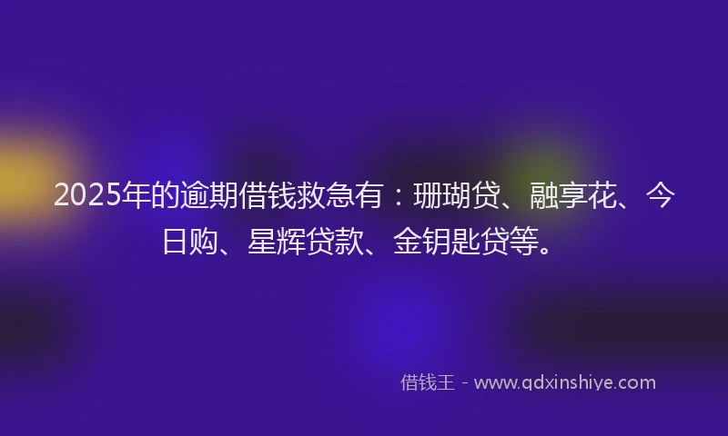 2025年的逾期借钱救急有:珊瑚贷、融享花、今日购、星辉贷款、金钥匙贷等。