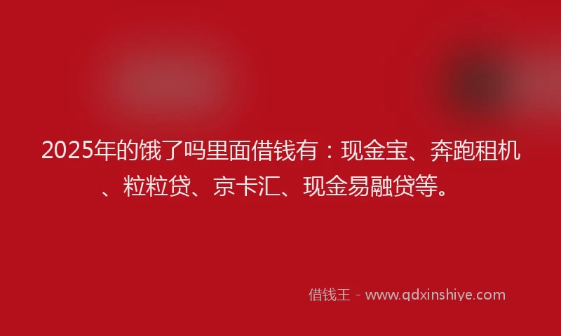 2025年的饿了吗里面借钱有:现金宝、奔跑租机、粒粒贷、京卡汇、现金易融贷等。