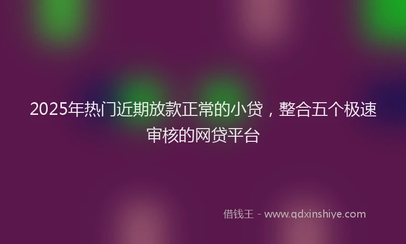 2025年热门近期放款正常的小贷，整合五个极速审核的网贷平台