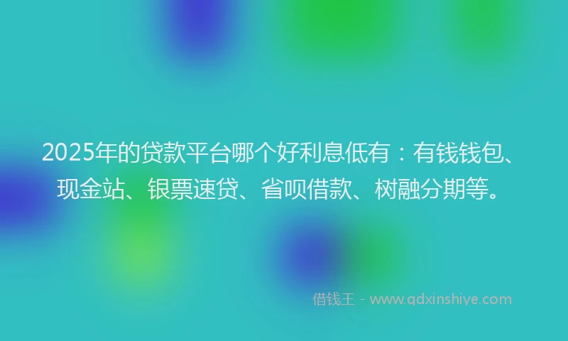2025年的贷款平台哪个好利息低有:有钱钱包、现金站、银票速贷、省呗借款、树融分期等。