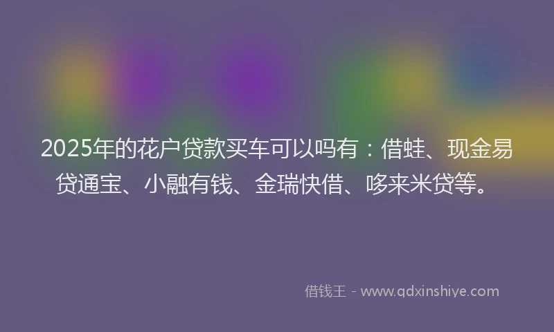 2025年的花户贷款买车可以吗有：借蛙、现金易贷通宝、小融有钱、金瑞快借、哆来米贷等。