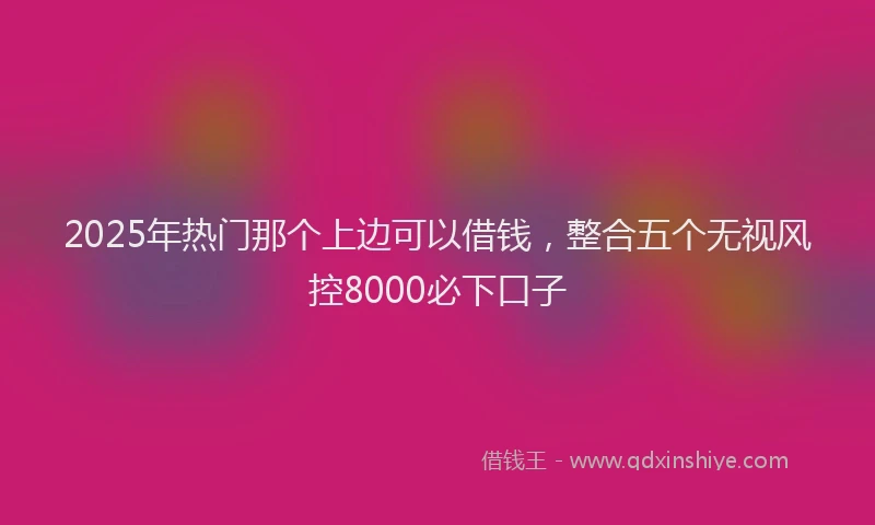 2025年热门那个上边可以借钱，整合五个无视风控8000必下口子