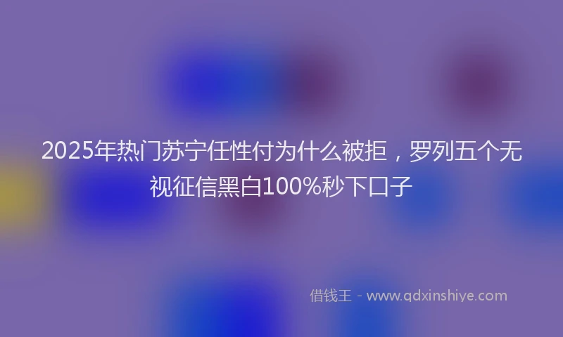 2025年热门苏宁任性付为什么被拒,罗列五个无视征信黑白100%秒下口子