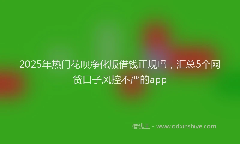2025年热门花呗净化版借钱正规吗,汇总5个网贷口子风控不严的app