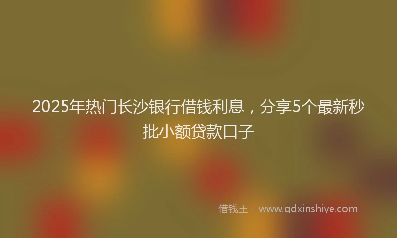 2025年热门长沙银行借钱利息,分享5个最新秒批小额贷款口子
