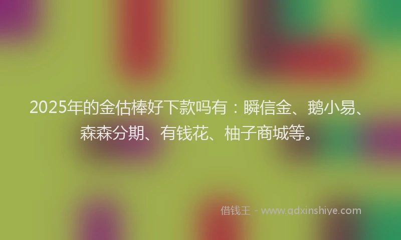 2025年的金估棒好下款吗有：瞬信金、鹅小易、森森分期、有钱花、柚子商城等。