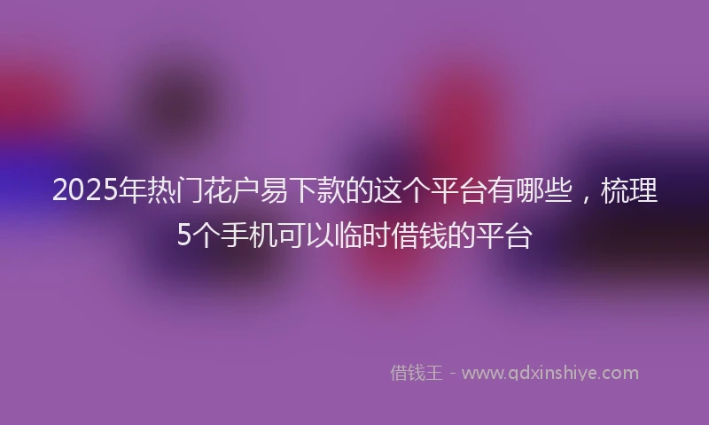 2025年热门花户易下款的这个平台有哪些,梳理5个手机可以临时借钱的平台