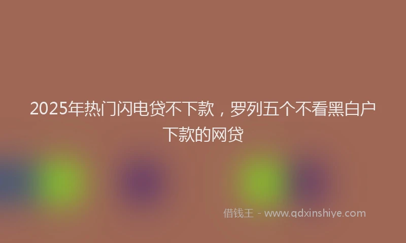 2025年热门闪电贷不下款，罗列五个不看黑白户下款的网贷
