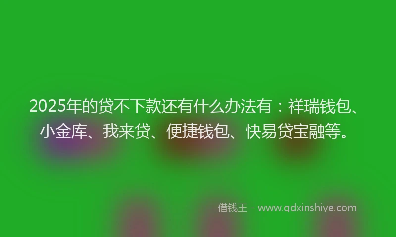 2025年的贷不下款还有什么办法有:祥瑞钱包、小金库、我来贷、便捷钱包、快易贷宝融等。