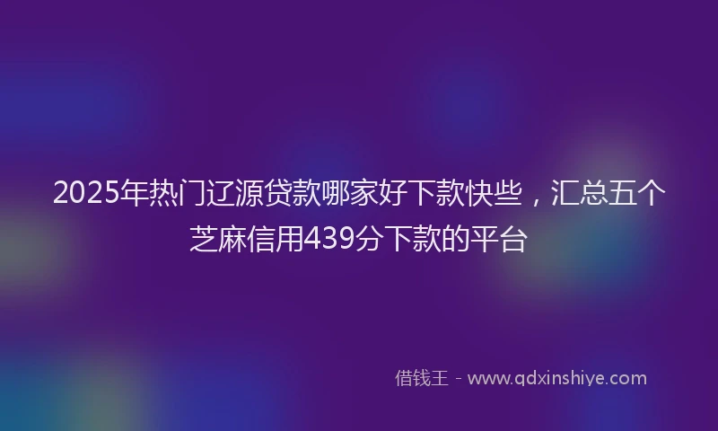 2025年热门辽源贷款哪家好下款快些,汇总五个芝麻信用439分下款的平台