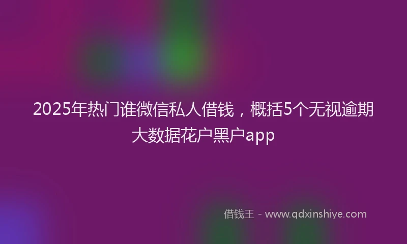 2025年热门谁微信私人借钱，概括5个无视逾期大数据花户黑户app