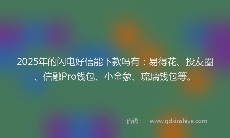 2025年的闪电好信能下款吗有：易得花、投友圈、信融Pro钱包、小金象、琉璃钱包等。