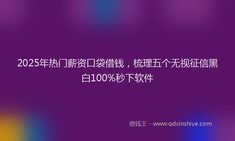 2025年热门薪资口袋借钱，梳理五个无视征信黑白100%秒下软件