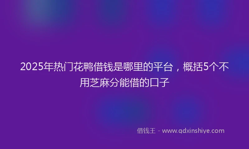 2025年热门花鸭借钱是哪里的平台，概括5个不用芝麻分能借的口子