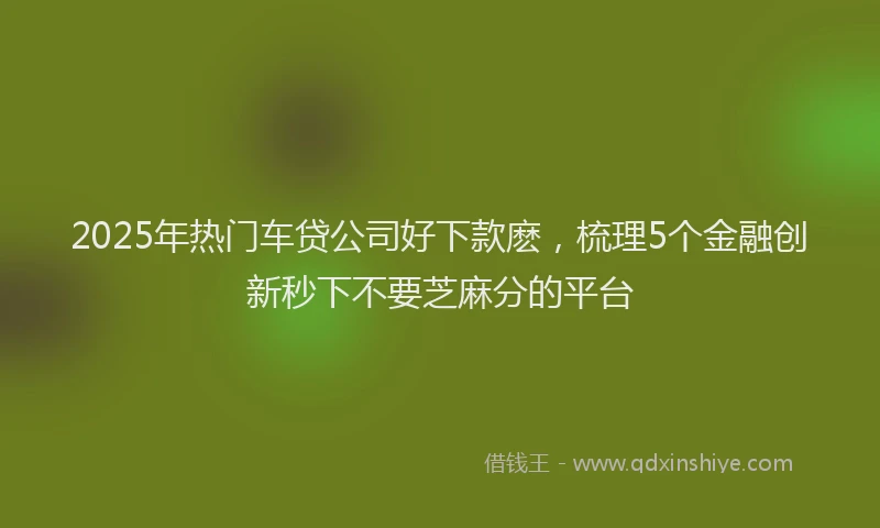 2025年热门车贷公司好下款麽，梳理5个金融创新秒下不要芝麻分的平台