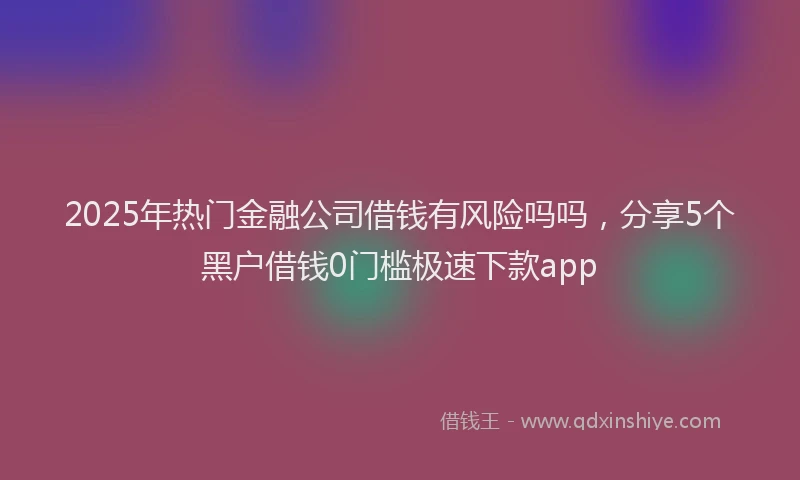 2025年热门金融公司借钱有风险吗吗,分享5个黑户借钱0门槛极速下款app