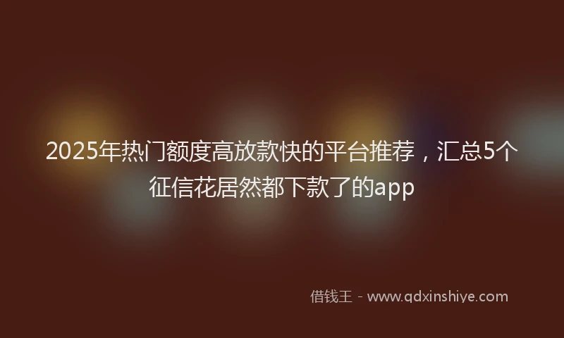 2025年热门额度高放款快的平台推荐，汇总5个征信花居然都下款了的app