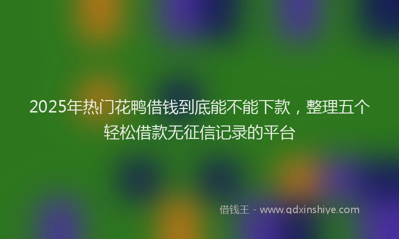 2025年热门花鸭借钱到底能不能下款，整理五个轻松借款无征信记录的平台