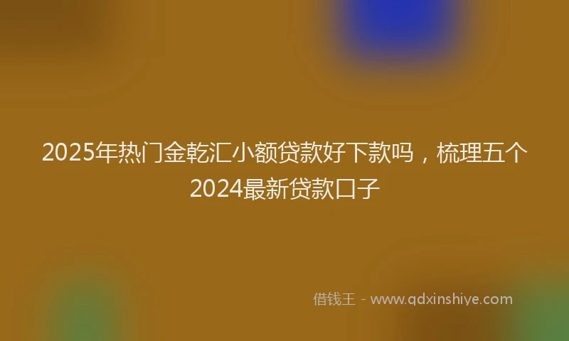 2025年热门金乾汇小额贷款好下款吗,梳理五个2024最新贷款口子