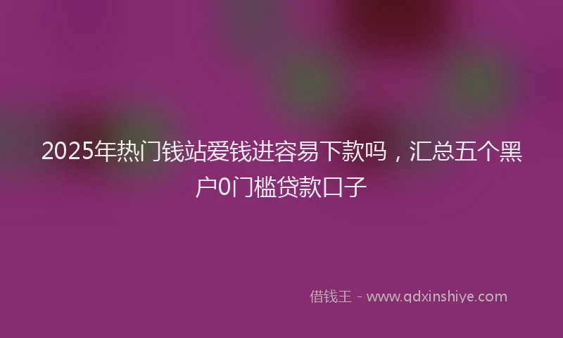 2025年热门钱站爱钱进容易下款吗，汇总五个黑户0门槛贷款口子