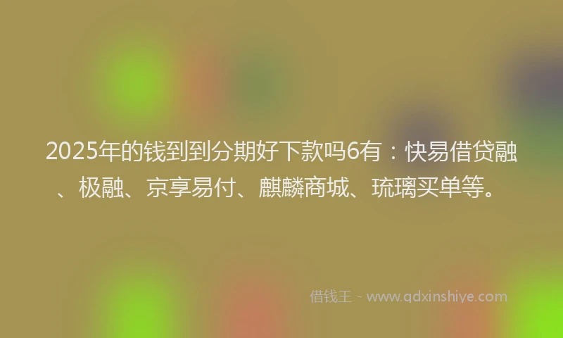 2025年的钱到到分期好下款吗6有：快易借贷融、极融、京享易付、麒麟商城、琉璃买单等。