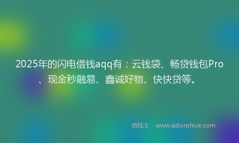 2025年的闪电借钱aqq有：云钱袋、畅贷钱包Pro、现金秒融易、鑫诚好物、快快贷等。
