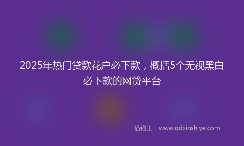 2025年热门贷款花户必下款,概括5个无视黑白必下款的网贷平台