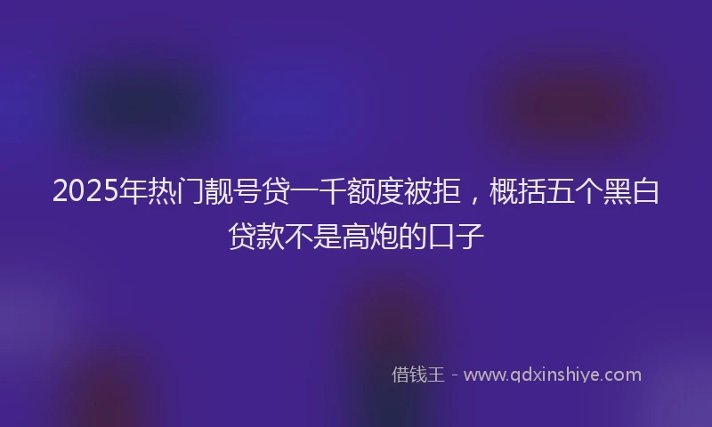2025年热门靓号贷一千额度被拒，概括五个黑白贷款不是高炮的口子