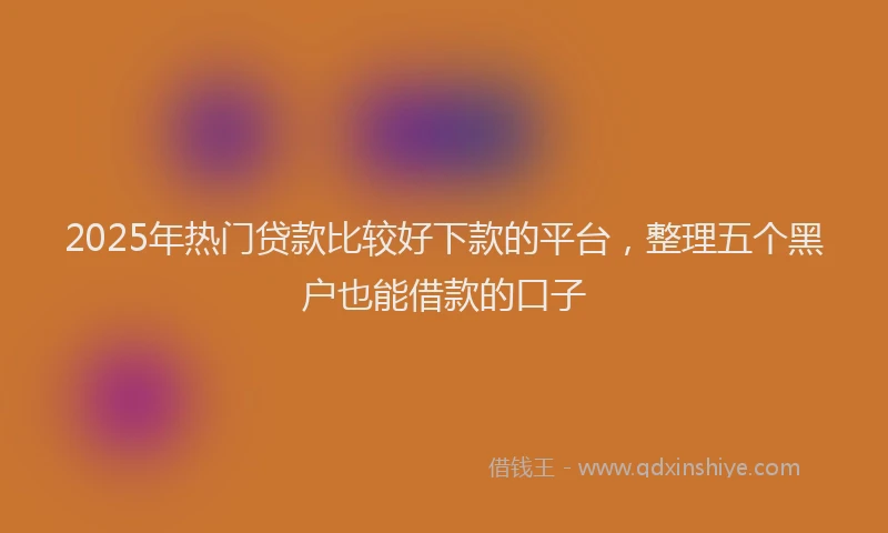 2025年热门贷款比较好下款的平台,整理五个黑户也能借款的口子