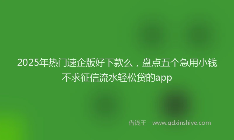 2025年热门速企版好下款么，盘点五个急用小钱不求征信流水轻松贷的app