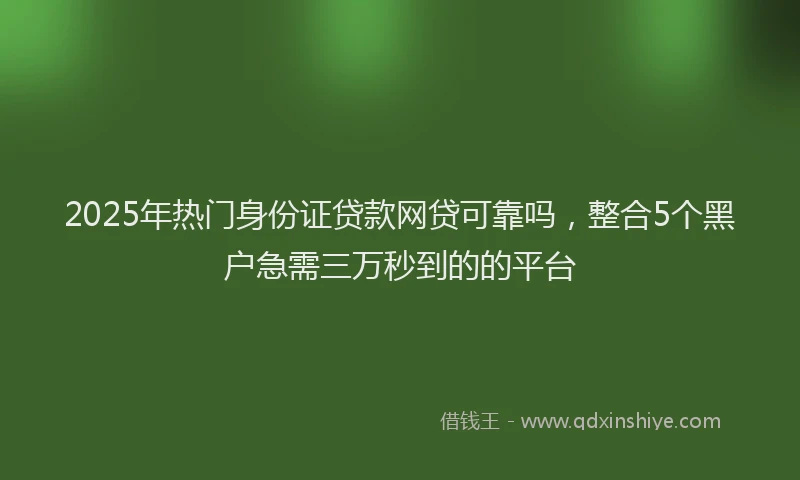 2025年热门身份证贷款网贷可靠吗,整合5个黑户急需三万秒到的的平台