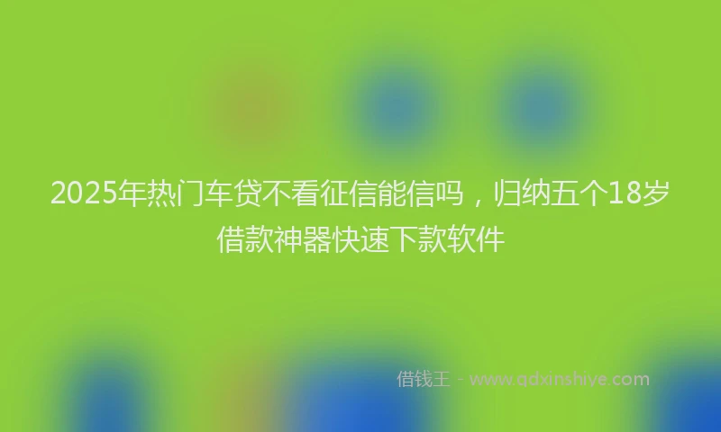 2025年热门车贷不看征信能信吗,归纳五个18岁借款神器快速下款软件