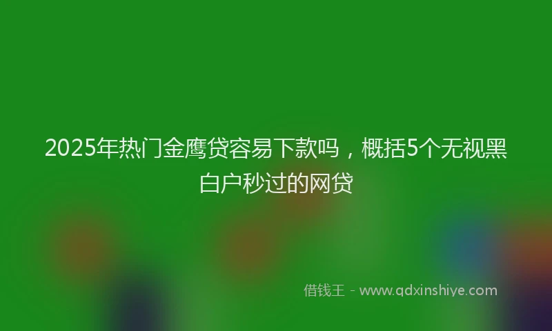 2025年热门金鹰贷容易下款吗，概括5个无视黑白户秒过的网贷