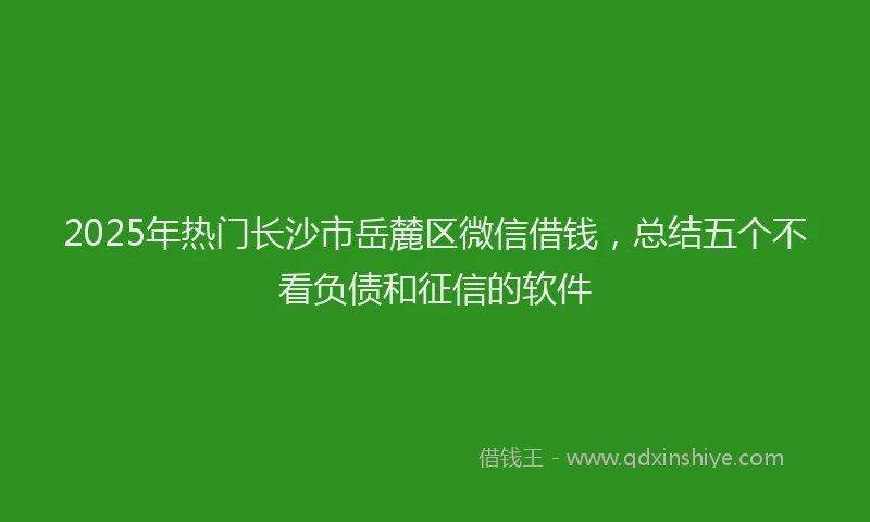 2025年热门长沙市岳麓区微信借钱，总结五个不看负债和征信的软件
