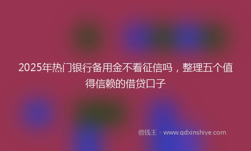 2025年热门银行备用金不看征信吗，整理五个值得信赖的借贷口子